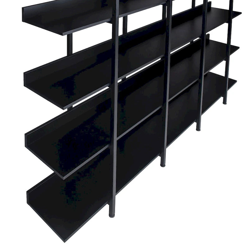 Bibliothèque blanche 5 niveaux ouverte MDF cadre en acier fixation murale anti-basculement minimaliste