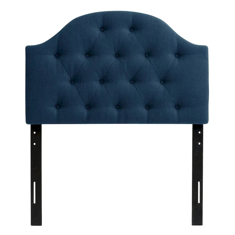 Tête de lit en tissu capitonné avec boutons en forme de losange et pieds réglables