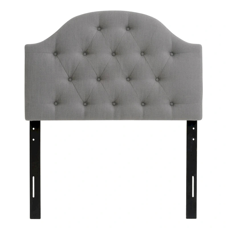 Tête de lit en tissu capitonné avec boutons en forme de losange et pieds réglables