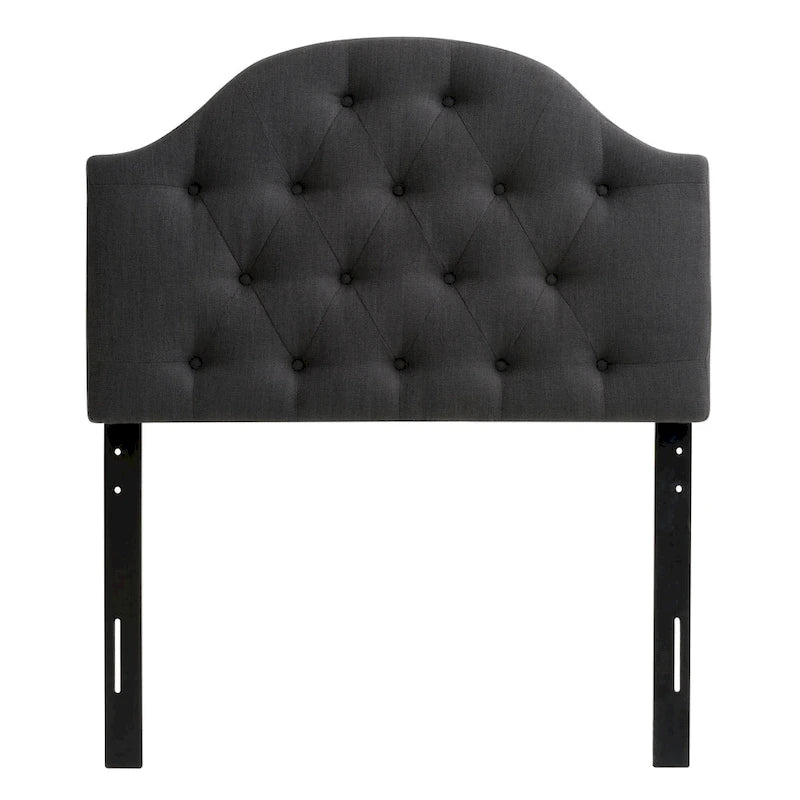 Tête de lit en tissu capitonné avec boutons en forme de losange et pieds réglables