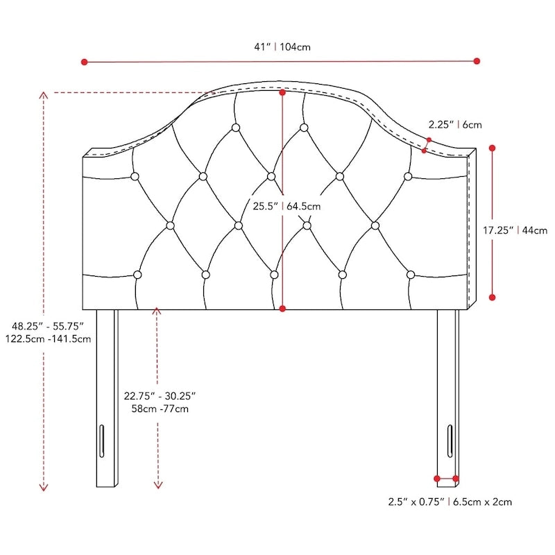 Tête de lit en tissu capitonné avec boutons en forme de losange et pieds réglables