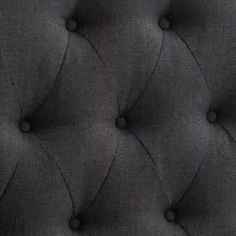 Tête de lit en tissu capitonné avec boutons en forme de losange et pieds réglables
