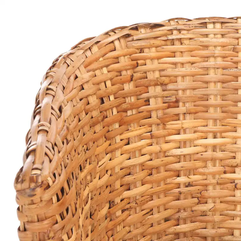 Fauteuil d'appoint en rotin tissé à la main Honey avec coussin d'assise en coton blanc et pieds en bois