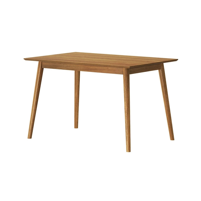 Table de salle à manger moderne de style Mid-Century en pin massif de 122 cm avec plateau deux planches et pieds coniques, couleur noyer