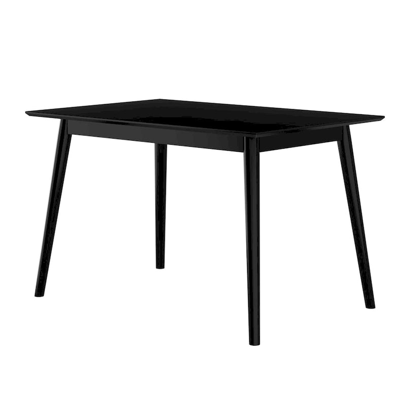 Table de salle à manger moderne de style Mid-Century en pin massif de 122 cm avec plateau deux planches et pieds coniques, couleur noyer