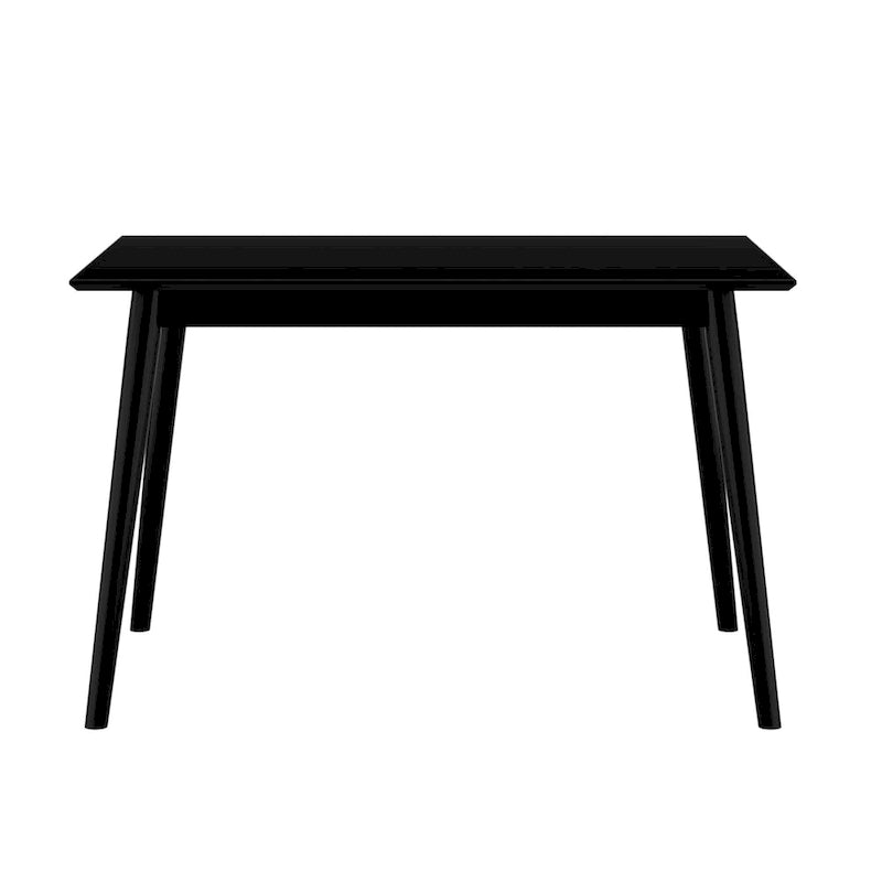 Table de salle à manger moderne de style Mid-Century en pin massif de 122 cm avec plateau deux planches et pieds coniques, couleur noyer