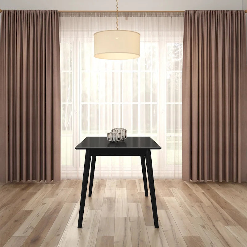 Table de salle à manger moderne de style Mid-Century en pin massif de 122 cm avec plateau deux planches et pieds coniques, couleur noyer