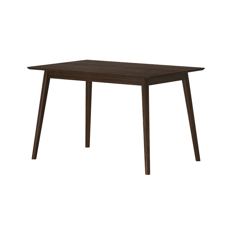 Table de salle à manger moderne de style Mid-Century en pin massif de 122 cm avec plateau deux planches et pieds coniques, couleur noyer