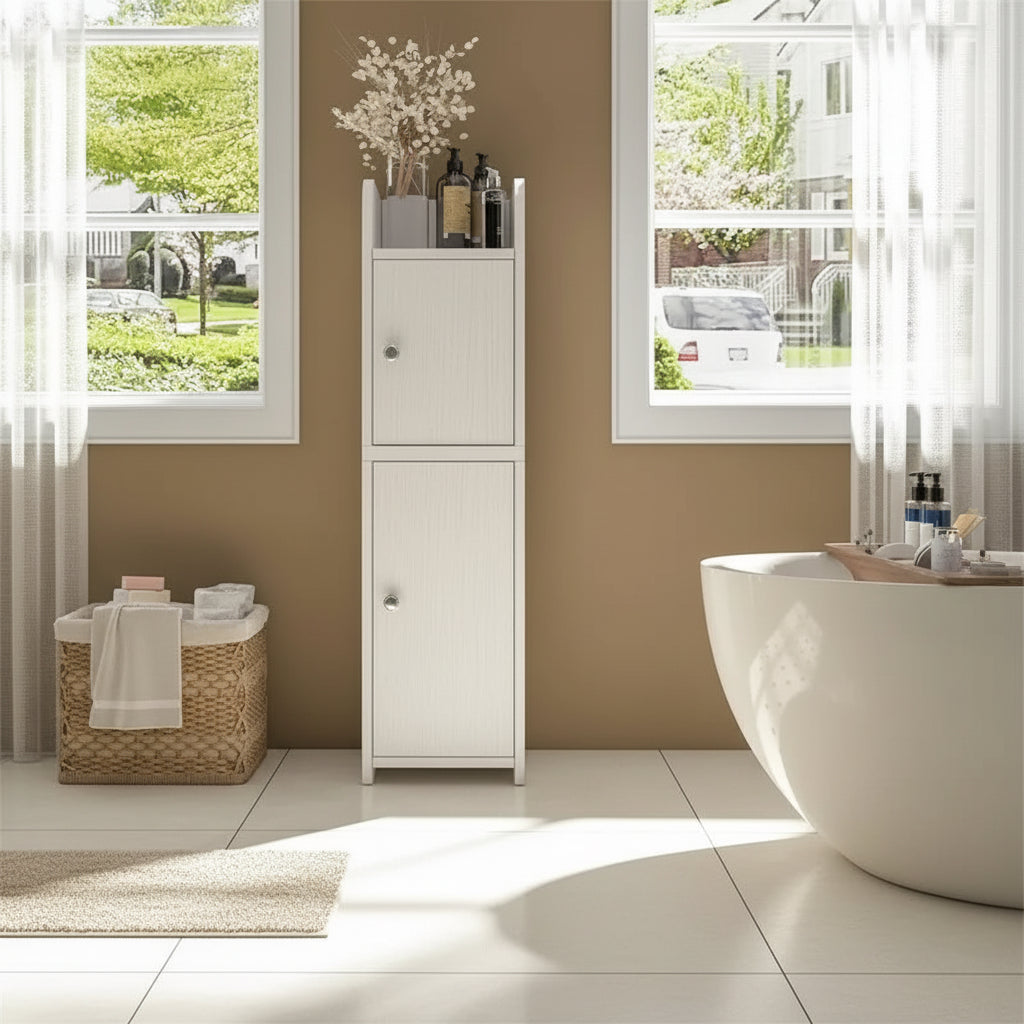 Small Bathroom Storage Cabinet Small Cabinet with Doors and Adjustable Shelves - 7.1D x 7.9W x 29.7H