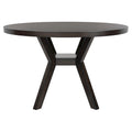 Table à manger ronde en bois charbon de bois base en V inclinée style bistrot français contemporain