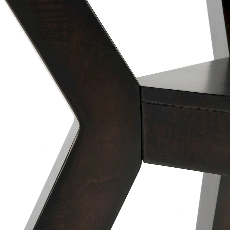 Table à manger ronde en bois charbon de bois base en V inclinée style bistrot français contemporain
