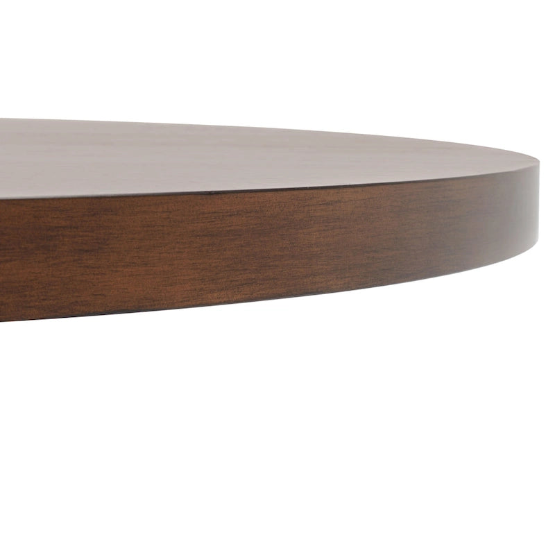 Table à manger ronde en bois charbon de bois base en V inclinée style bistrot français contemporain