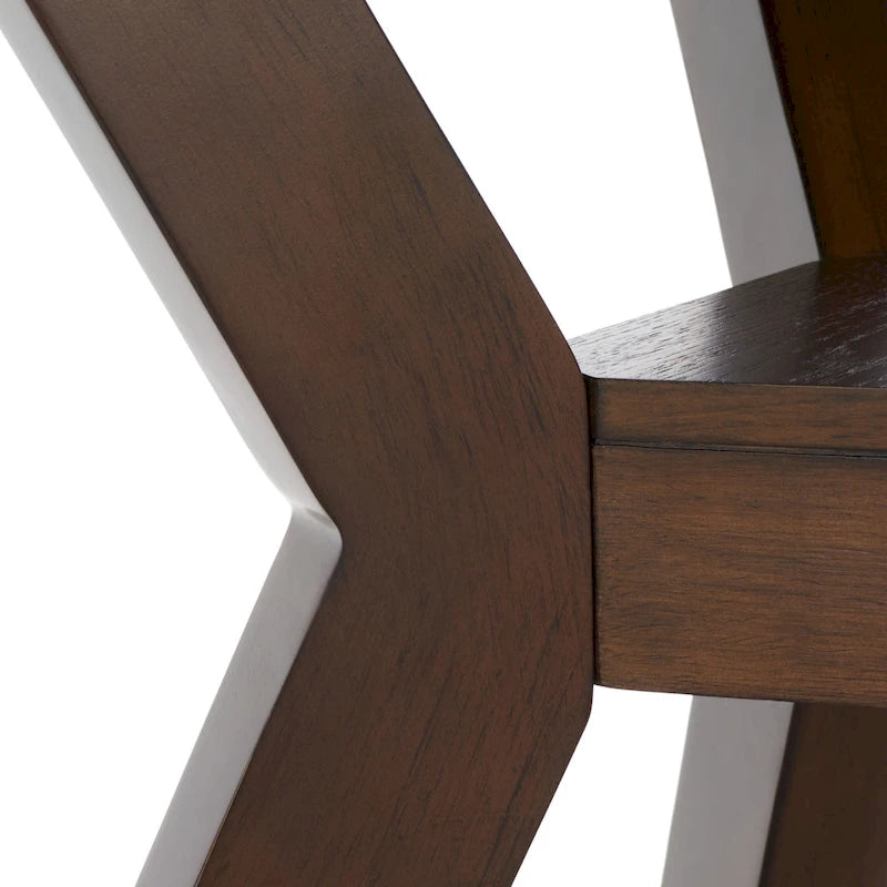 Table à manger ronde en bois charbon de bois base en V inclinée style bistrot français contemporain