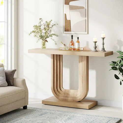 Console d'entrée en bois de 39 pouces avec base géométrique