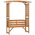 Banc de jardin Outsunny avec arche pergola et 2 treillis, banc extérieur 3 places en bois naturel pour vignes et plantes grimpantes