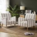 Lot de 2 fauteuils modernes Garabina à rayures avec pieds en bois | HULALA HOME-TAN