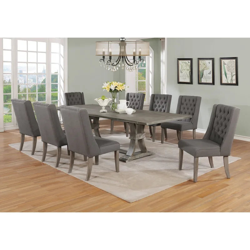 Ensemble de salle à manger 9 pièces rustique extensible gris de Best Quality Furniture